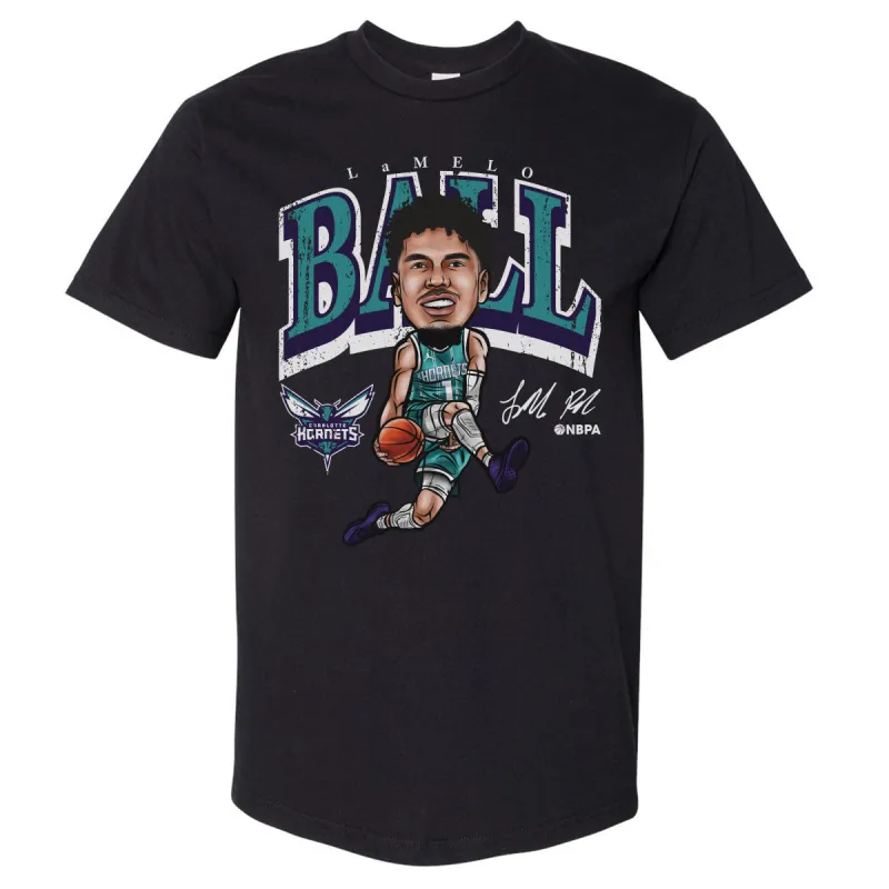 LaMelo Ball Charlotte Hornets Cartoon WHT made by 500 Level