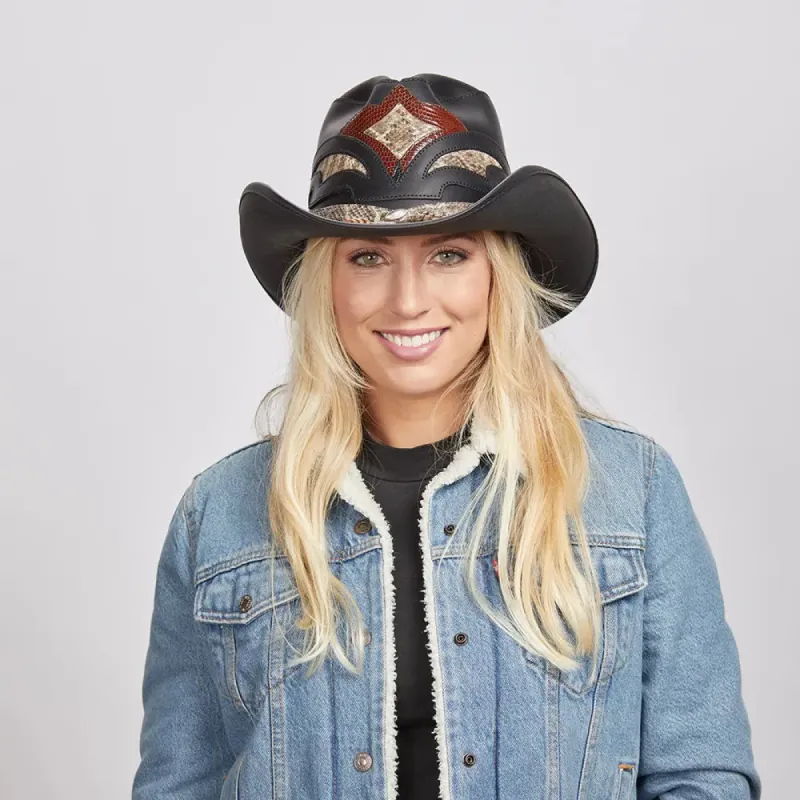 Storm | Womens Leather and Rattlesnake Cowgirl Hat made by American Hat Makers