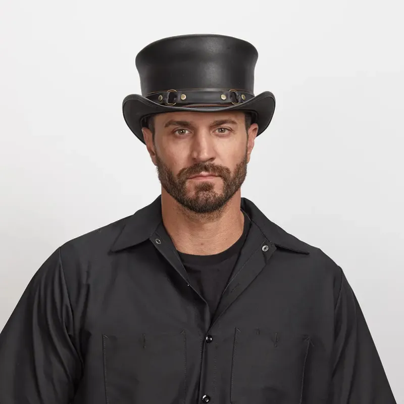El Dorado SR2 | Mens Leather Top Hat with SR2 Hat Band sold by American Hat Makers