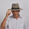Nero | Mens Two-Tone Woven Straw Fedora Hat sold by American Hat Makers