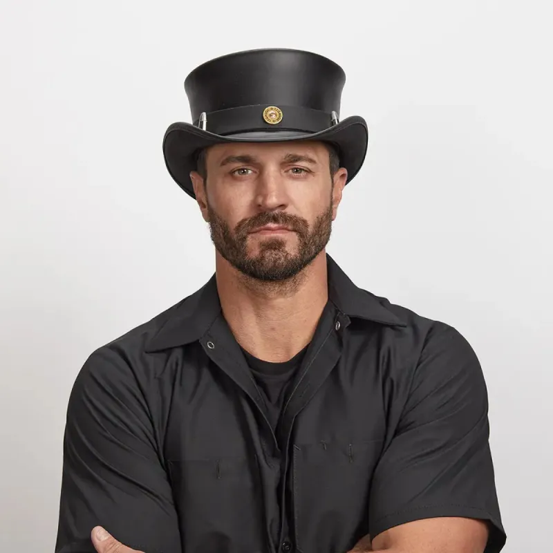 El Dorado Bullet | Mens Leather Top Hat with Bullet Hat Band sold by American Hat Makers