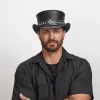 Chopper | Mens Black Leather Top Hat sold by American Hat Makers