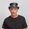 Chopper | Mens Black Leather Top Hat sold by American Hat Makers