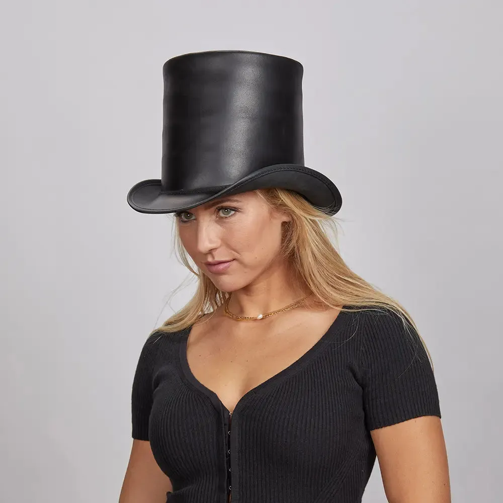 Stovepiper | Womens Leather Stovepipe Top Hat sold by American Hat Makers