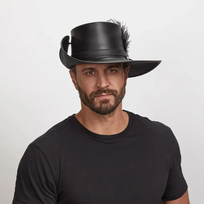 Cavalier Feather | Mens Renaissance Fair Leather Hat sold by American Hat Makers