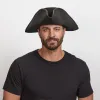 Blackbeard | Mens Tricorne Leather Pirate Hat sold by American Hat Makers