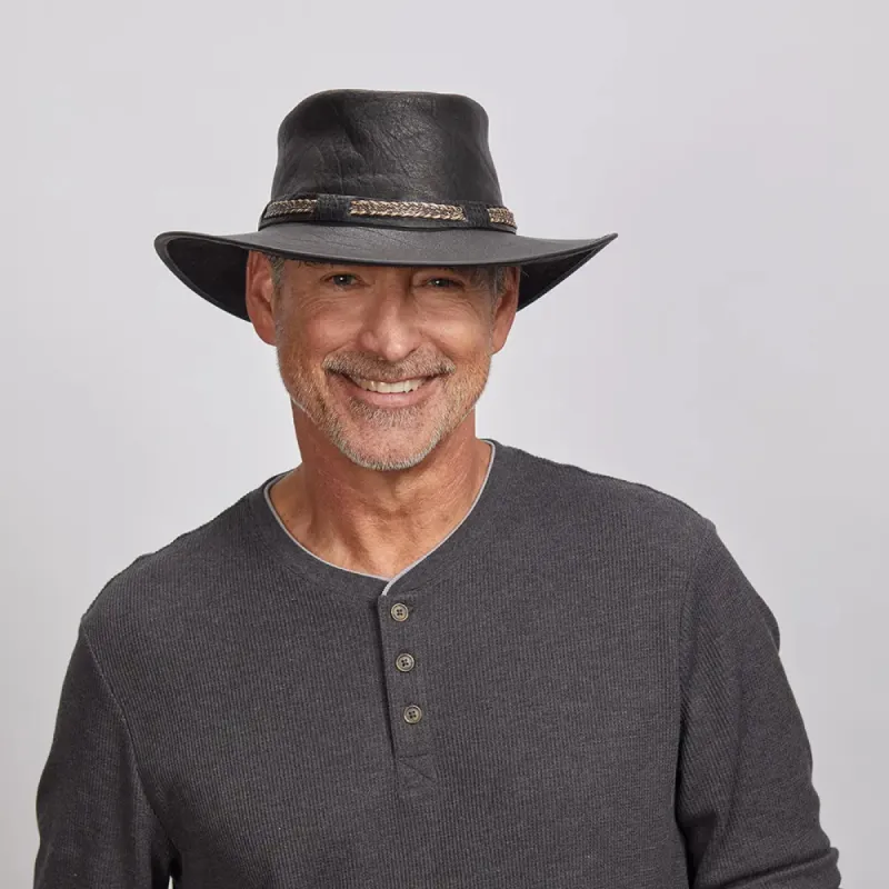 Bison | Mens Leather Packable Hat sold by American Hat Makers