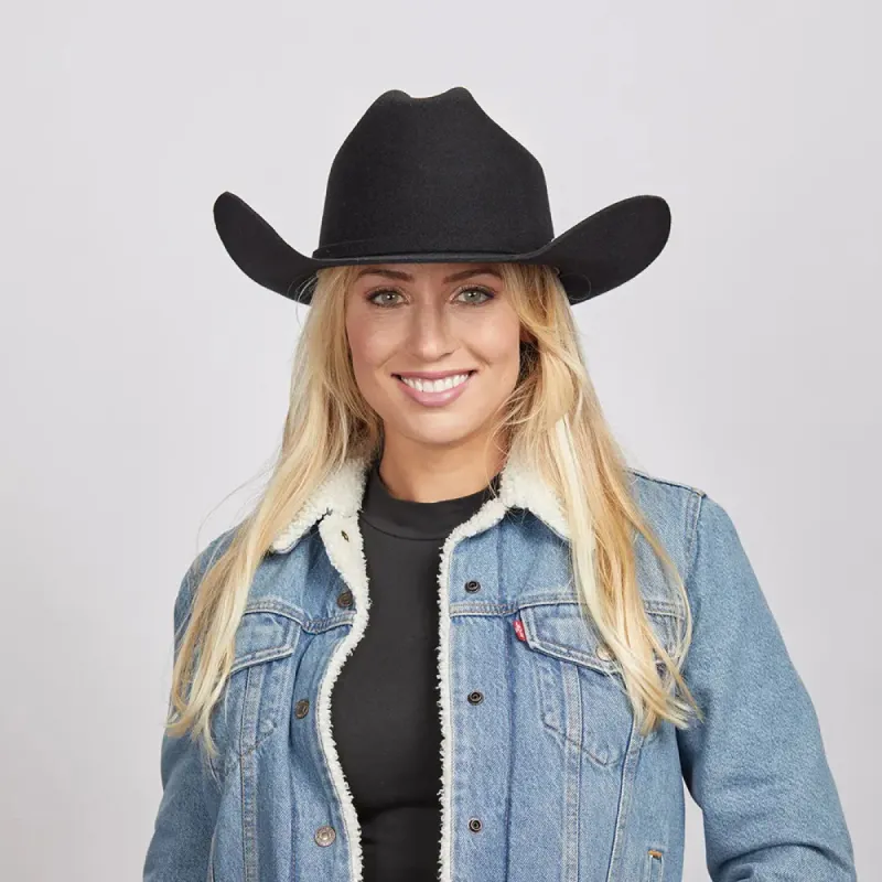 Cattleman Black | Womens Felt Black Cowgirl Hat sold by American Hat Makers