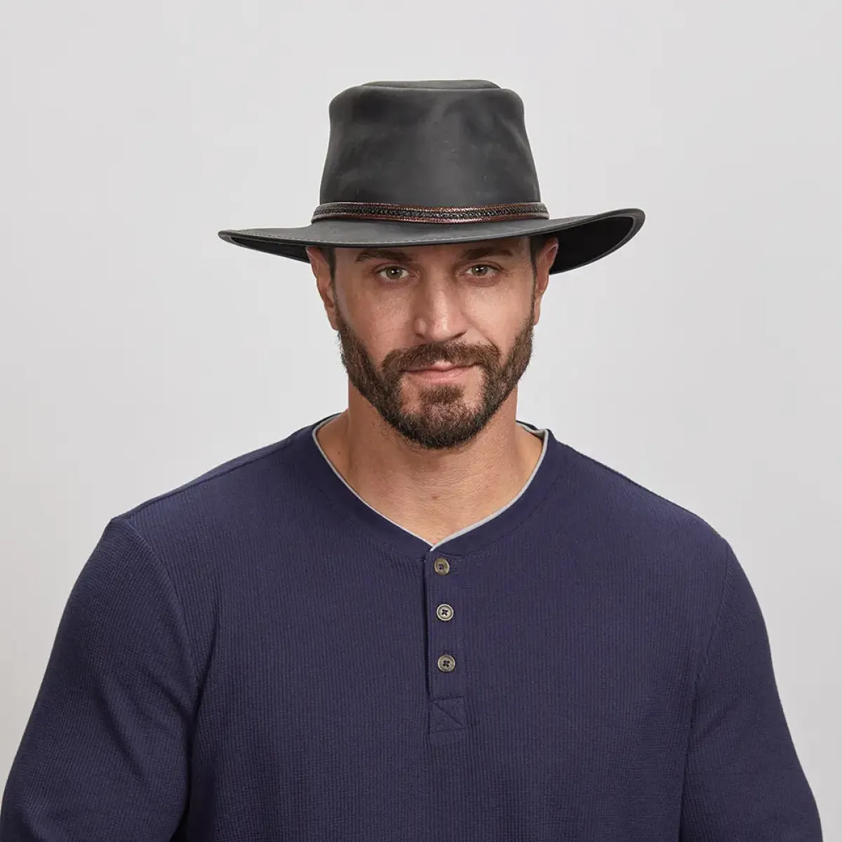 Midnight Rider | Mens Leather Outback Hat sold by American Hat Makers