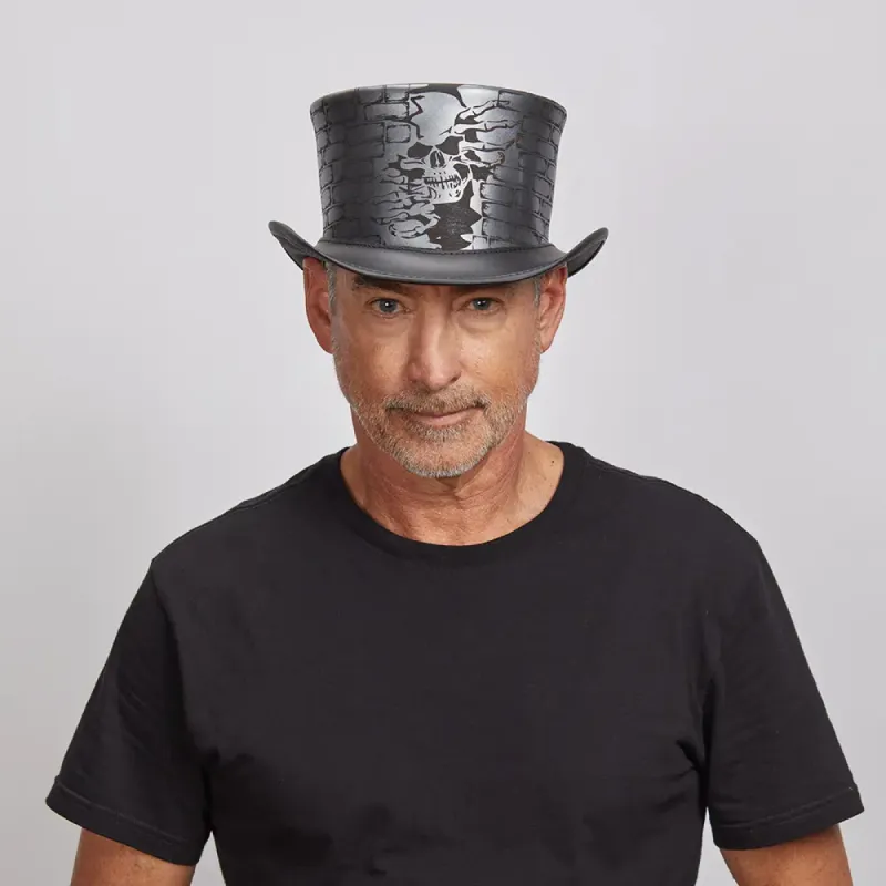 Trapped | Mens Black Leather Top Hat sold by American Hat Makers