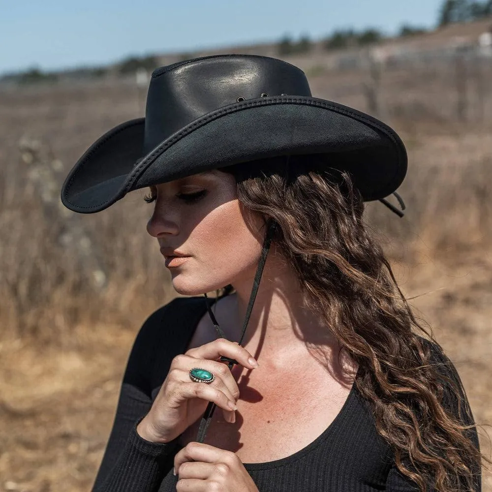 Hollywood Black | Womens Black Leather Cowgirl Hat sold by American Hat Makers product image thumbnail 3
