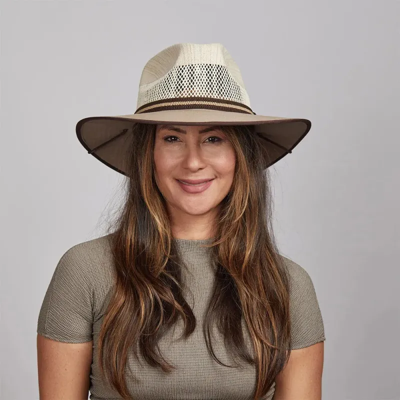 Sienna | Womens Wide Brim Vented Canvas Sun Hat sold by American Hat Makers