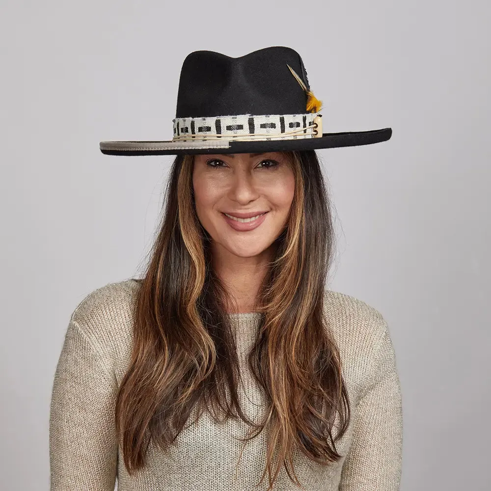 Lounge | Womens Black Pencil Rim Felt Hat sold by American Hat Makers