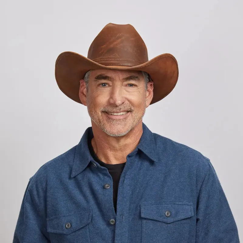 Gorge | Mens Leather Cattleman Cowboy Hat with Leather Hat Band sold by American Hat Makers