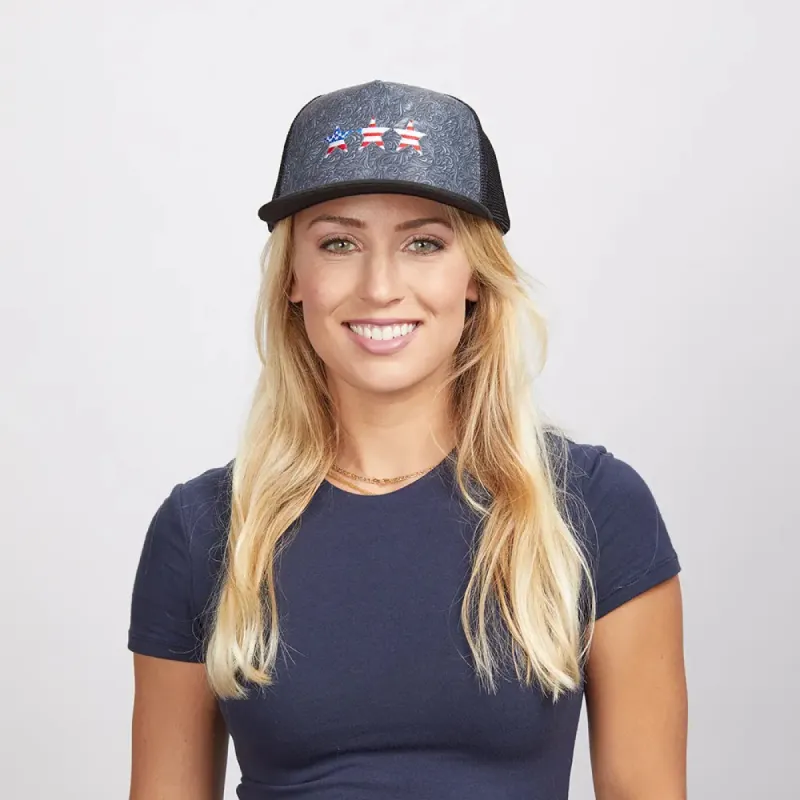 Valiant | Womens Black Snapback Trucker Hat made by American Hat Makers