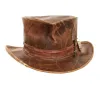 Jiminy | Mens Brown Leather Top Hat sold by American Hat Makers