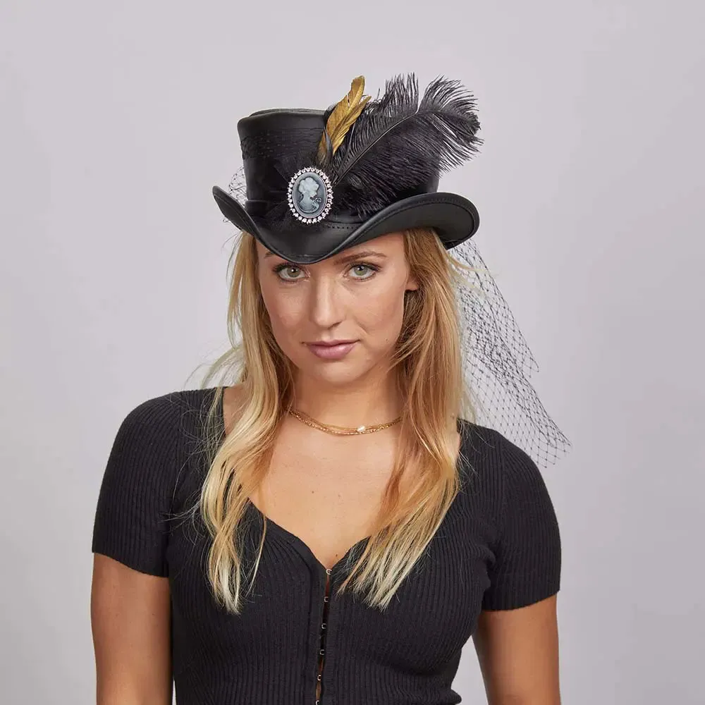 Fancy | Womens Victorian Leather Top Hat sold by American Hat Makers