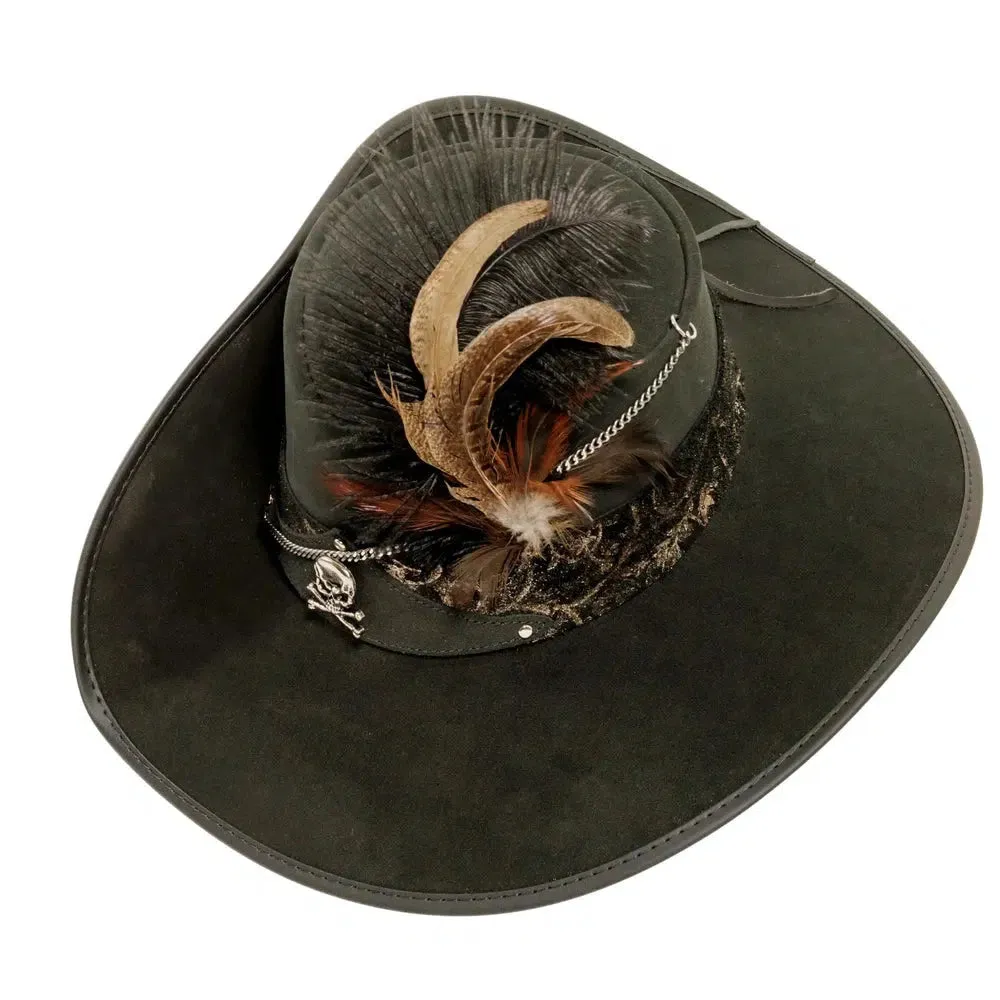 Hook | Womens Black Suede Leather Cavalier Hat sold by American Hat Makers product image thumbnail 3