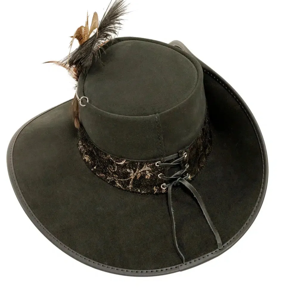 Hook | Womens Black Suede Leather Cavalier Hat sold by American Hat Makers product image thumbnail 5