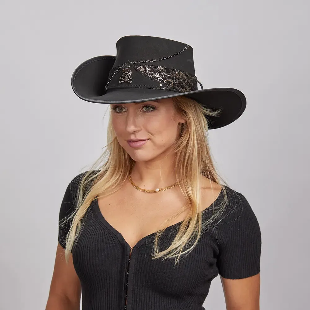 Hook | Womens Black Suede Leather Cavalier Hat sold by American Hat Makers product image thumbnail 4