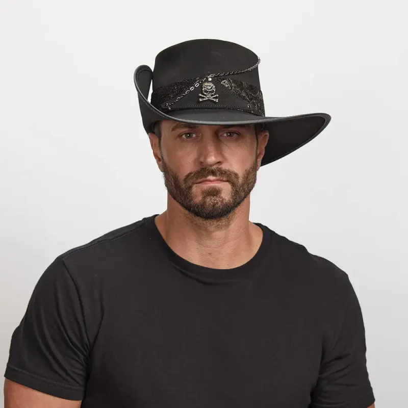 Hook | Mens Black Suede Leather Cavalier Hat made by American Hat Makers
