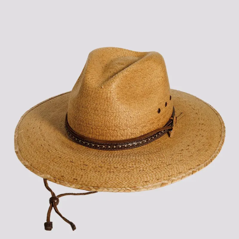 Falcon | Mens Fine Mexican Palm Wide Brim Straw Sun Hat sold by American Hat Makers