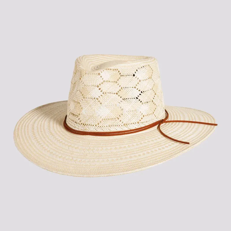 Mira | Womens Glazed Two Tone Toyo Straw Outback Hat sold by American Hat Makers