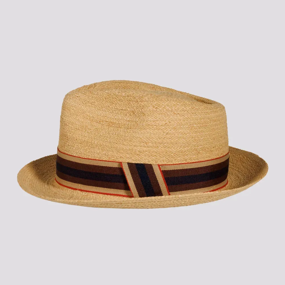 Oslo | Mens Woven Raffia Braid Fedora Hat with Striped Band sold by American Hat Makers product image thumbnail 3