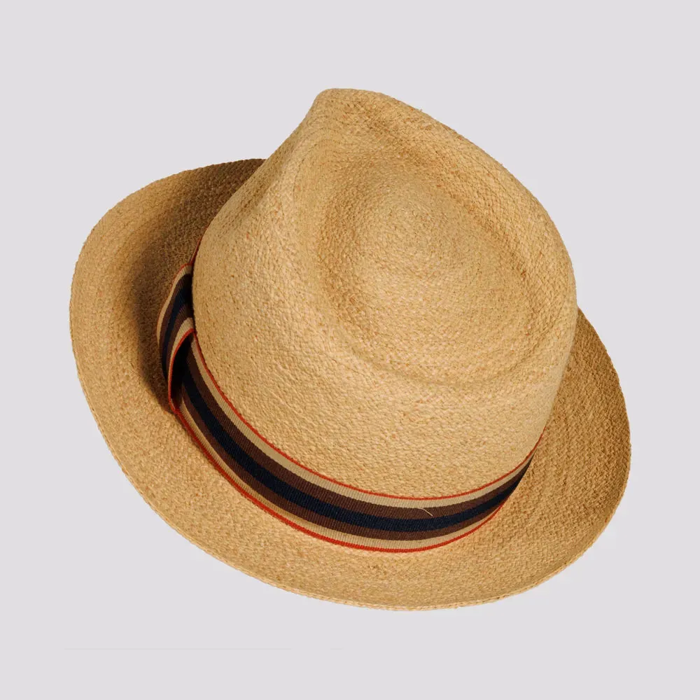 Oslo | Mens Woven Raffia Braid Fedora Hat with Striped Band sold by American Hat Makers product image thumbnail 4