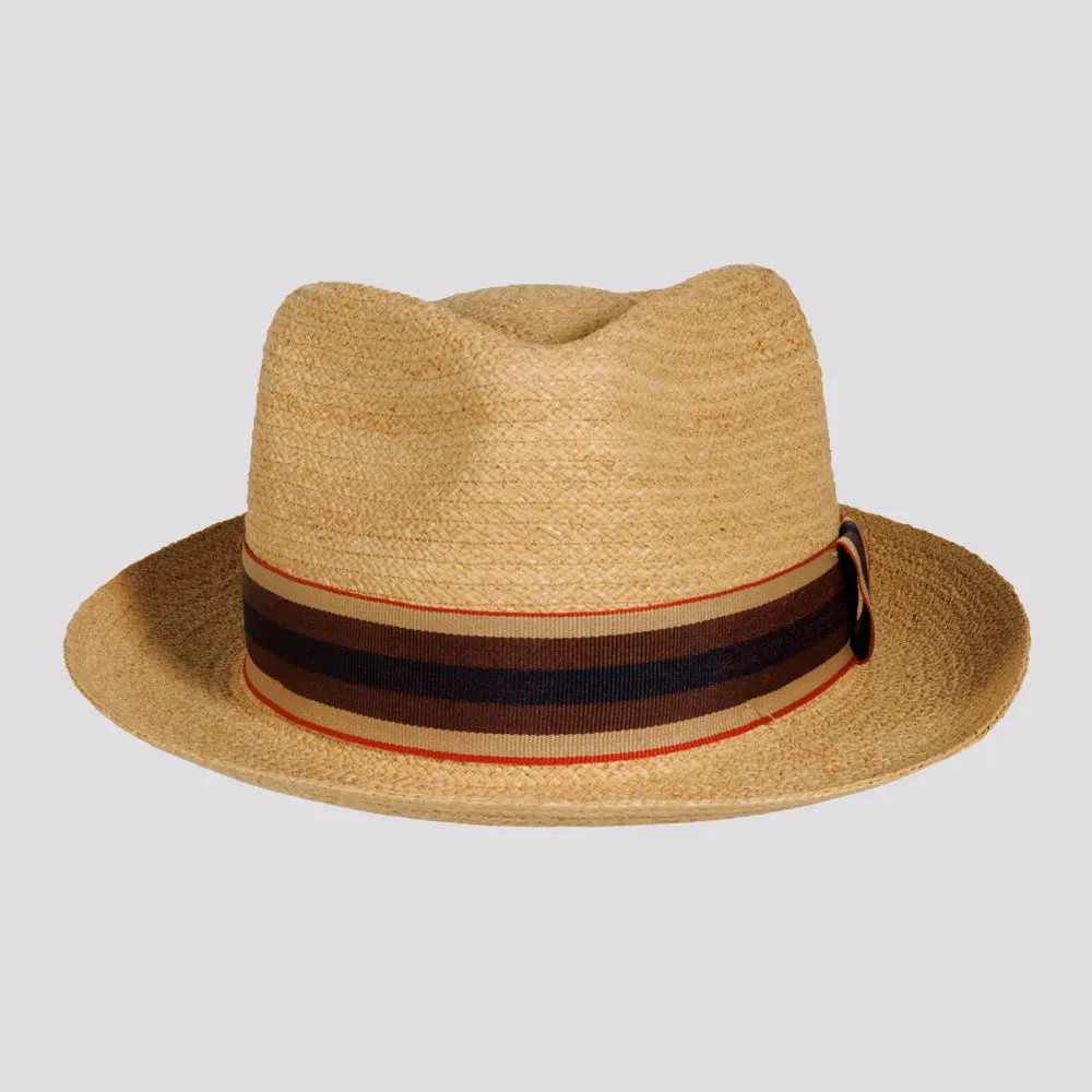 Oslo | Mens Woven Raffia Braid Fedora Hat with Striped Band sold by American Hat Makers product image thumbnail 2