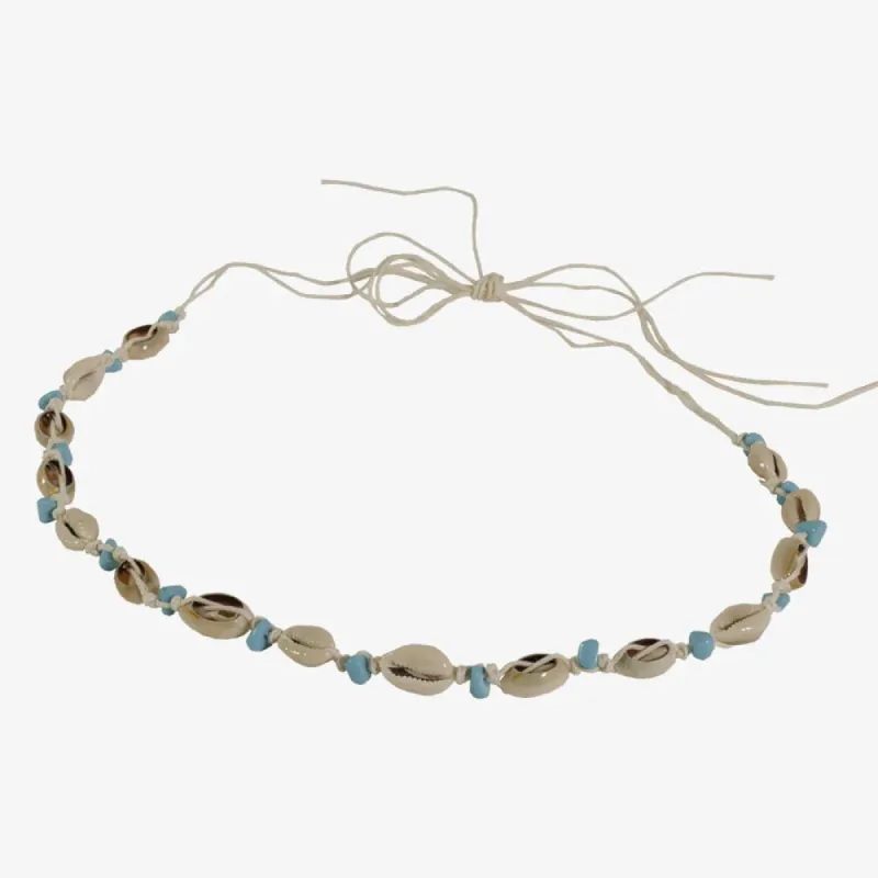 Serena | Yarn Hat Band with Shells and Blue Stones sold by American Hat Makers