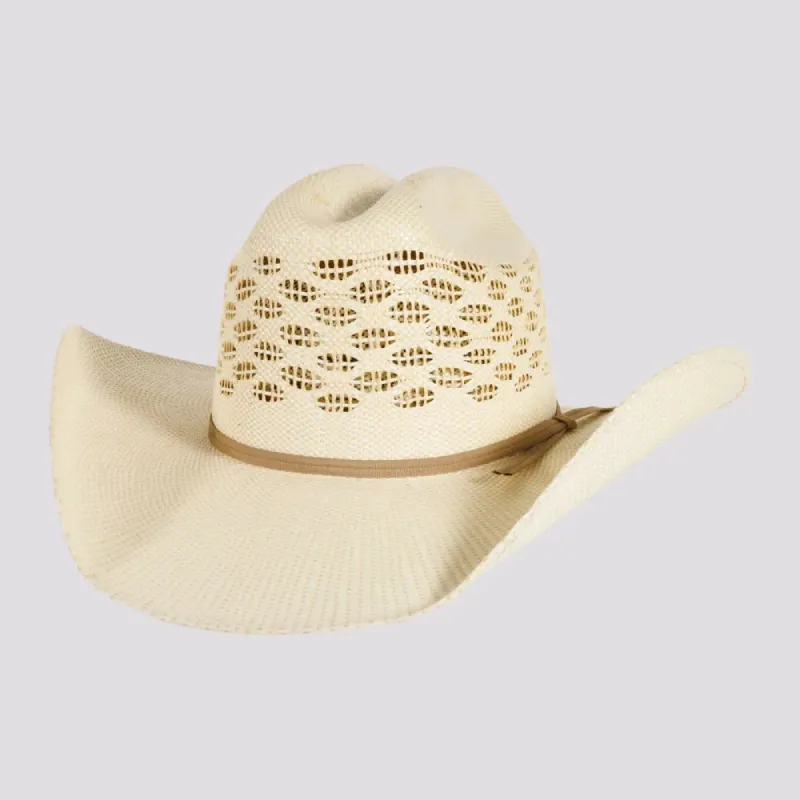 Cal | Mens Vented Crown Woven Bangora Straw Cowboy Hat sold by American Hat Makers