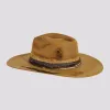 Six Shooter | Mens Distressed Wool Felt Pinch Front Fedora Hat sold by American Hat Makers
