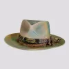 Graffiti | Womens Wool Felt Pinch Front Fedora Hat with Raw Edge sold by American Hat Makers