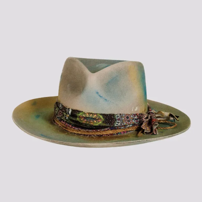 Graffiti | Mens Wool Felt Pinch Front Fedora Hat with Raw Edge sold by American Hat Makers