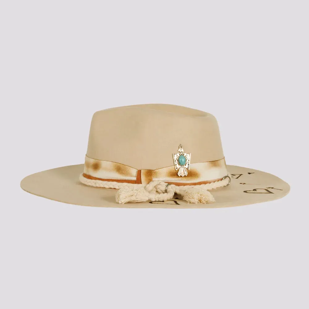 Kai | Womens Wool Felt Outback Fedora Hat with Heart Designs sold by American Hat Makers product image thumbnail 3