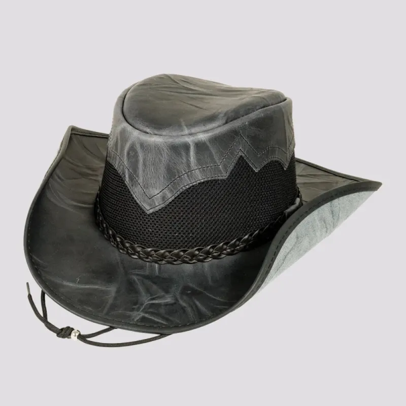 Stampede | Mens Cowhide Leather Cowboy Hat with Mesh Sides sold by American Hat Makers