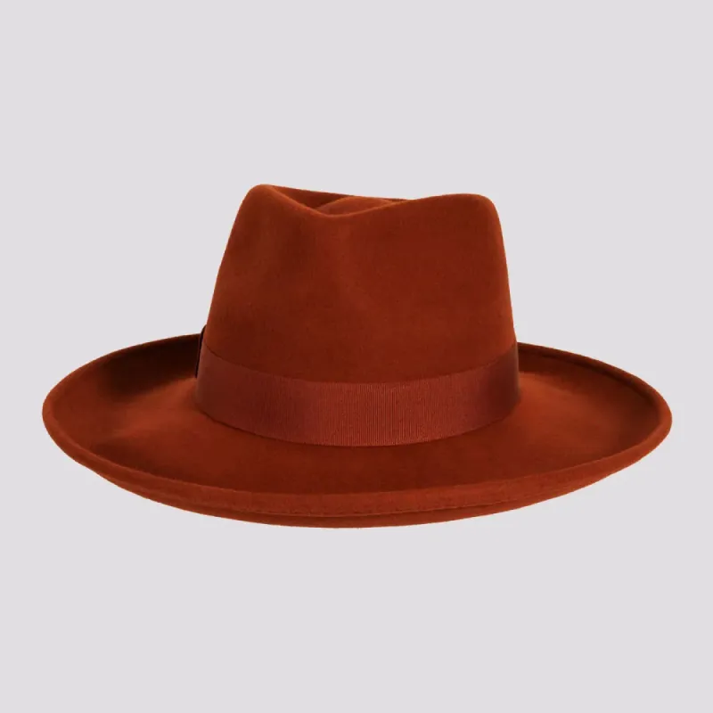 Oakley | Womens Crushable Wool Felt Teardrop Fedora Hat with Curled Brim sold by American Hat Makers