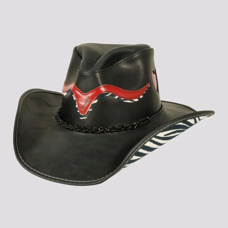 Wild Thing | Womens Black Genuine Leather Cowgirl Hat made by American Hat Makers