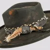 Lenny | Womens Distressed Wool Felt Teardrop Wide Brim Fedora Hat sold by American Hat Makers