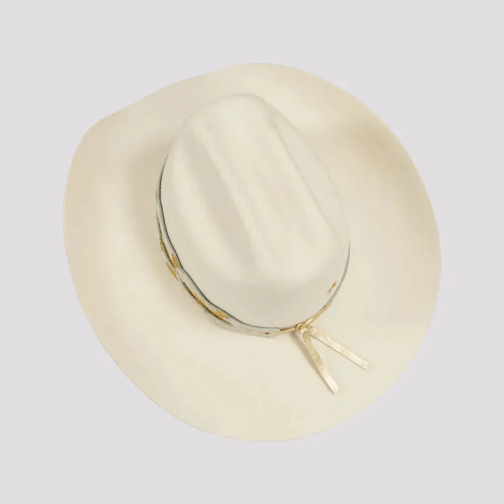 Lizzie | Womens White Felt Cattleman Cowgirl Hat with Gold Concho Hat Band sold by American Hat Makers product image thumbnail 5