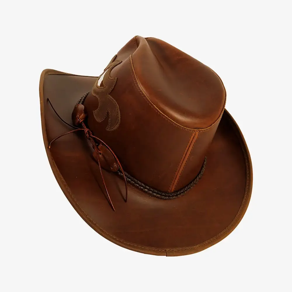 Renegade | Womens Pinch Front Curled Western Leather Cowgirl Hat sold by American Hat Makers product image thumbnail 4