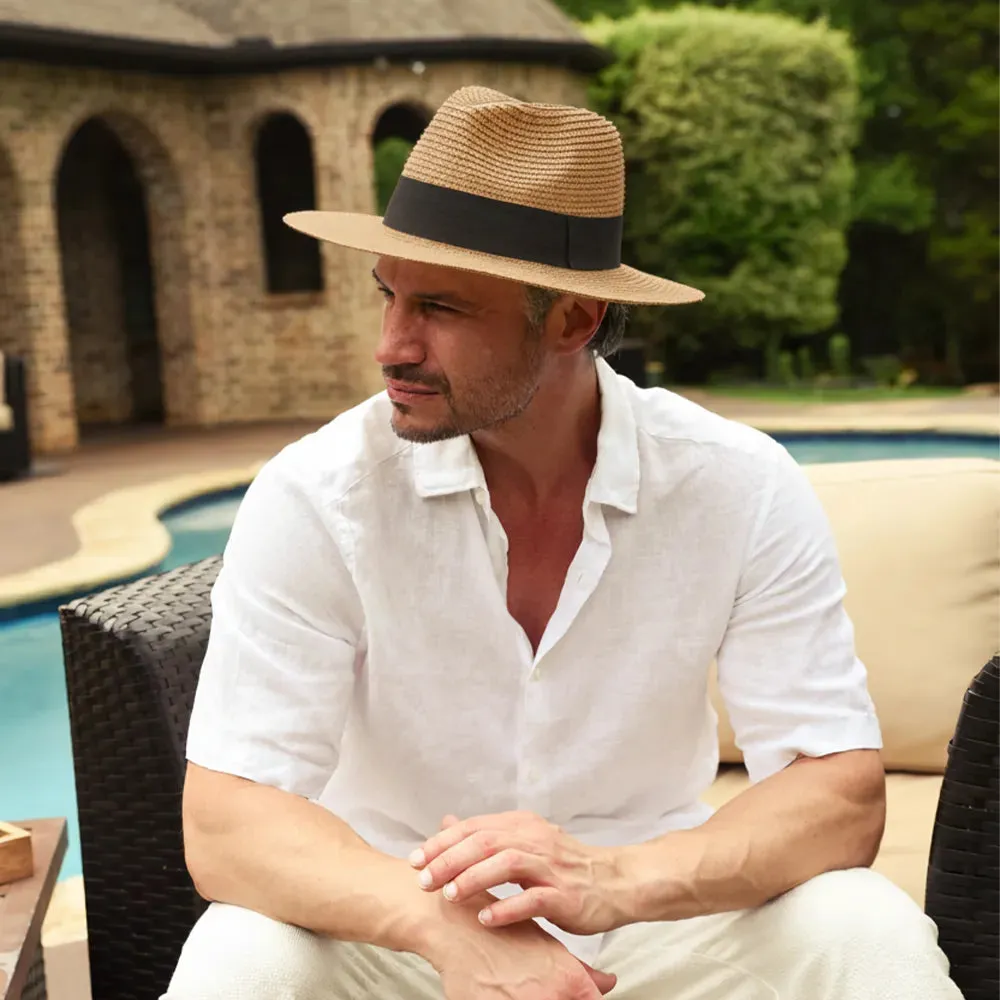 Afternoon | Mens Beige Fedora Straw Hat sold by American Hat Makers product image thumbnail 2