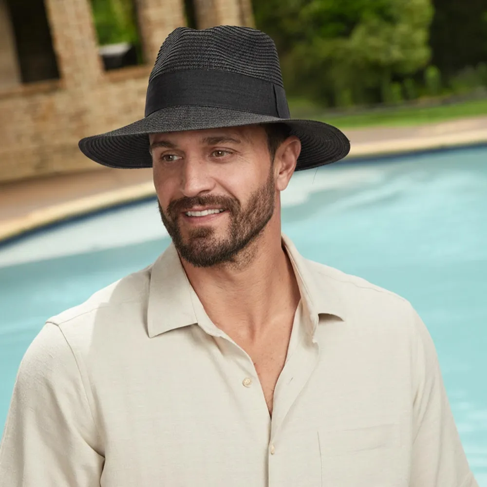 Afternoon | Mens Black Fedora Straw Hat sold by American Hat Makers product image thumbnail 4
