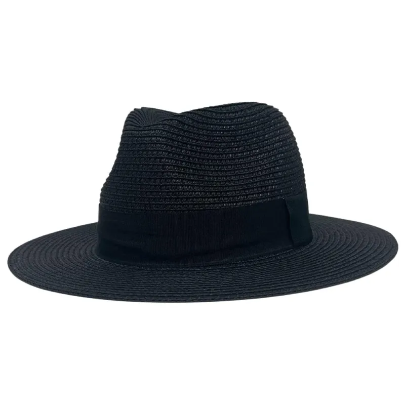Afternoon | Mens Black Fedora Straw Hat made by American Hat Makers
