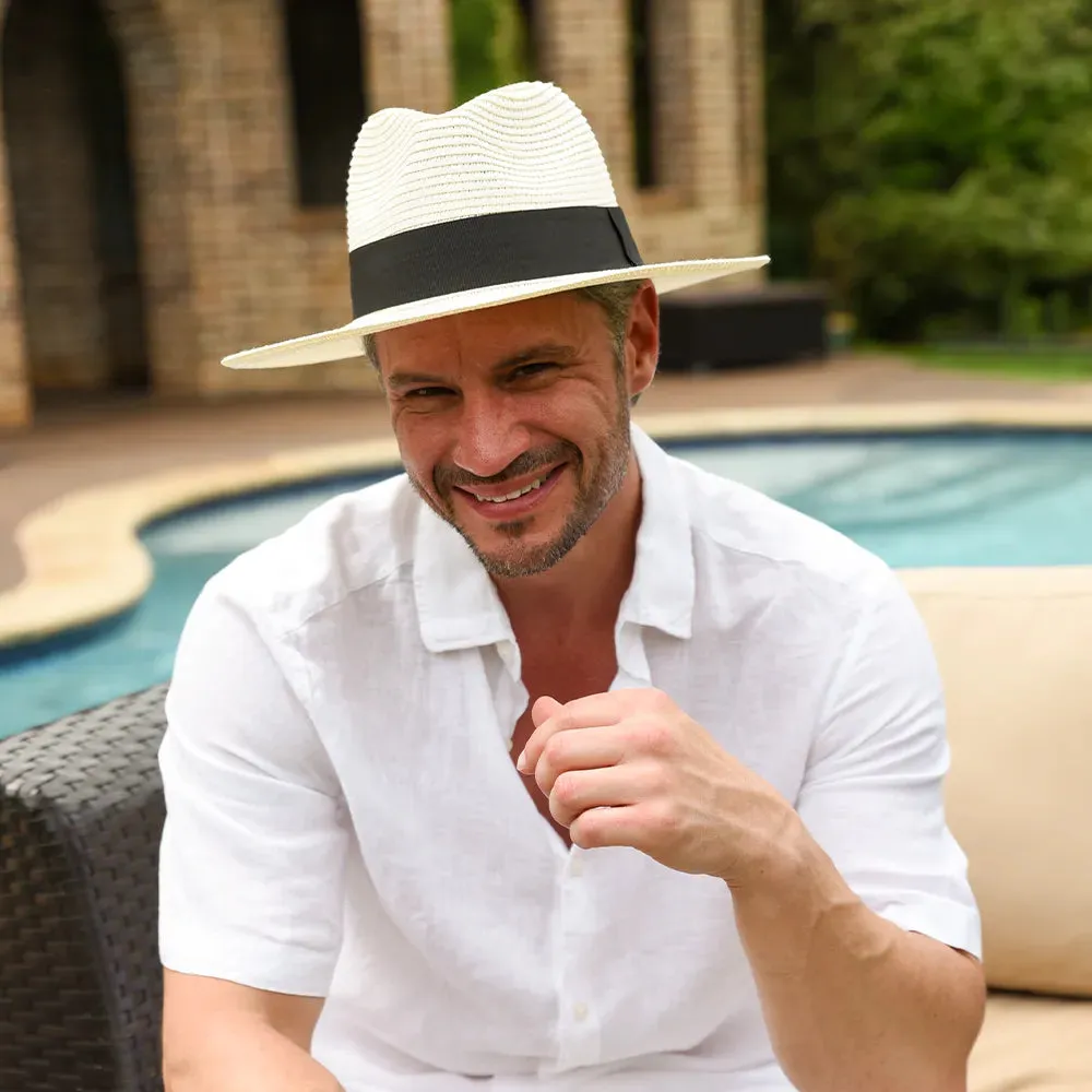 Afternoon | Mens Cream Fedora Straw Hat sold by American Hat Makers product image thumbnail 2