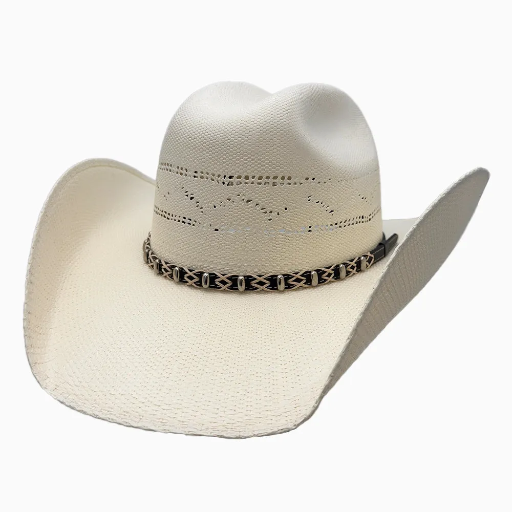 Silas | Mens Cream Bangora Straw Cattleman Crown Cowboy Hat sold by American Hat Makers