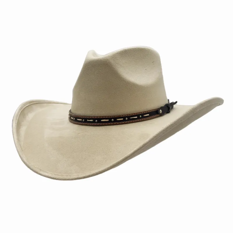 Ace High | Mens Cream Suede Teardrop Crown Rancher Cowboy Hat made by American Hat Makers