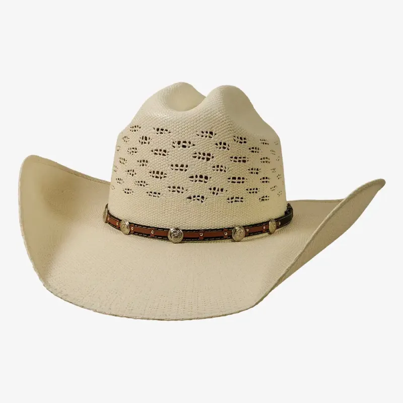 Coyote | Mens Cream Bangora Straw Cattleman Crown Cowboy Hat made by American Hat Makers