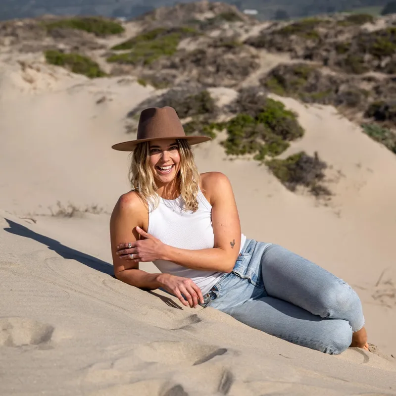 Rancher | Womens Fawn Wide Brim Felt Fedora Hat made by American Hat Makers